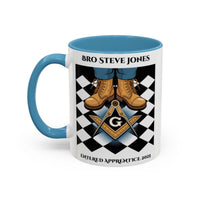 Premium Personalised Freemason Colour Rim Mug - Entered Apprentice - First Step - Masonic Mugs