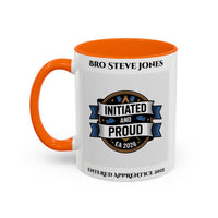 Premium Personalised Freemason Colour Rim Mug - Entered Apprentice - Initiated and Proud 2025 - Masonic Mugs