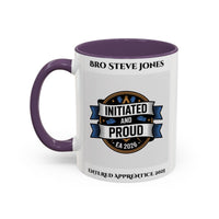 Premium Personalised Freemason Colour Rim Mug - Entered Apprentice - Initiated and Proud 2025 - Masonic Mugs