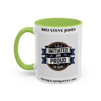 Premium Personalised Freemason Colour Rim Mug - Entered Apprentice - Initiated and Proud 2025 - Masonic Mugs