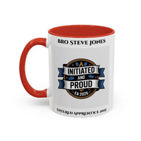 Premium Personalised Freemason Colour Rim Mug - Entered Apprentice - Initiated and Proud 2025 - Masonic Mugs