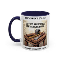 Premium Personalised Freemason Colour Rim Mug - Entered Apprentice - Let the work begin - Masonic Mugs