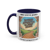 Premium Personalised Freemason Colour Rim Mug - Entered Apprentice - The Journey Begins - Masonic Mugs