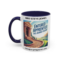 Premium Personalised Freemason Colour Rim Mug - Entered Apprentice - The Journey Begins - Masonic Mugs