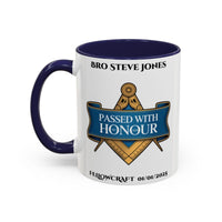 Premium Personalised Freemason Colour Rim Mug - Fellowcraft - Passed with Honour - Masonic Mugs