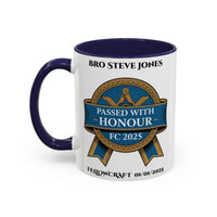 Premium Personalised Freemason Colour Rim Mug - Fellowcraft - Passed with Honour - Masonic Mugs