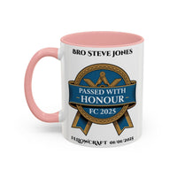 Premium Personalised Freemason Colour Rim Mug - Fellowcraft - Passed with Honour - Masonic Mugs
