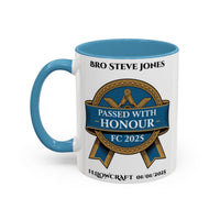 Premium Personalised Freemason Colour Rim Mug - Fellowcraft - Passed with Honour - Masonic Mugs