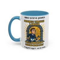 Premium Personalised Freemason Colour Rim Mug - Fellowcraft - Progress through labour - Masonic Mugs