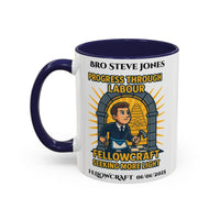 Premium Personalised Freemason Colour Rim Mug - Fellowcraft - Progress through labour - Masonic Mugs