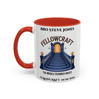 Premium Personalised Freemason Colour Rim Mug - Fellowcraft - The Middle Chamber Awaits - Masonic Mugs