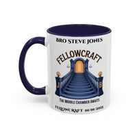 Premium Personalised Freemason Colour Rim Mug - Fellowcraft - The Middle Chamber Awaits - Masonic Mugs