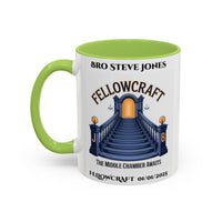 Premium Personalised Freemason Colour Rim Mug - Fellowcraft - The Middle Chamber Awaits - Masonic Mugs