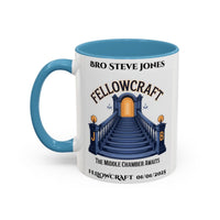 Premium Personalised Freemason Colour Rim Mug - Fellowcraft - The Middle Chamber Awaits - Masonic Mugs