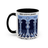 Premium Personalised Freemason Colour Rim Mug - Fellowcraft - Wisdom and Beauty - Masonic Mugs