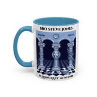 Premium Personalised Freemason Colour Rim Mug - Fellowcraft - Wisdom and Beauty - Masonic Mugs