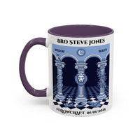 Premium Personalised Freemason Colour Rim Mug - Fellowcraft - Wisdom and Beauty - Masonic Mugs