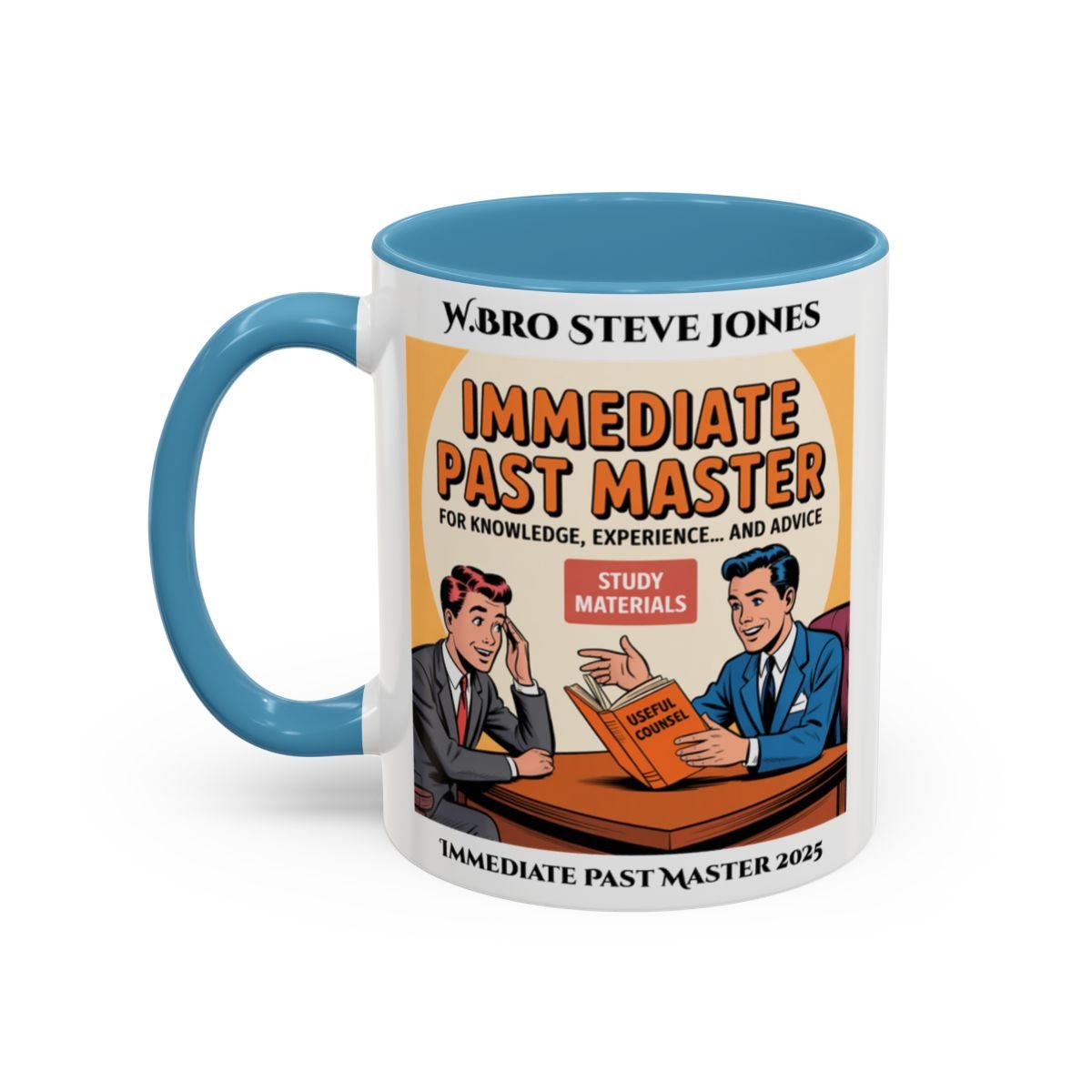 Premium Personalised Freemason Colour Rim Mug - Immediate Past Master Design - For Knowledge Exeperience and Advice - Masonic Mugs