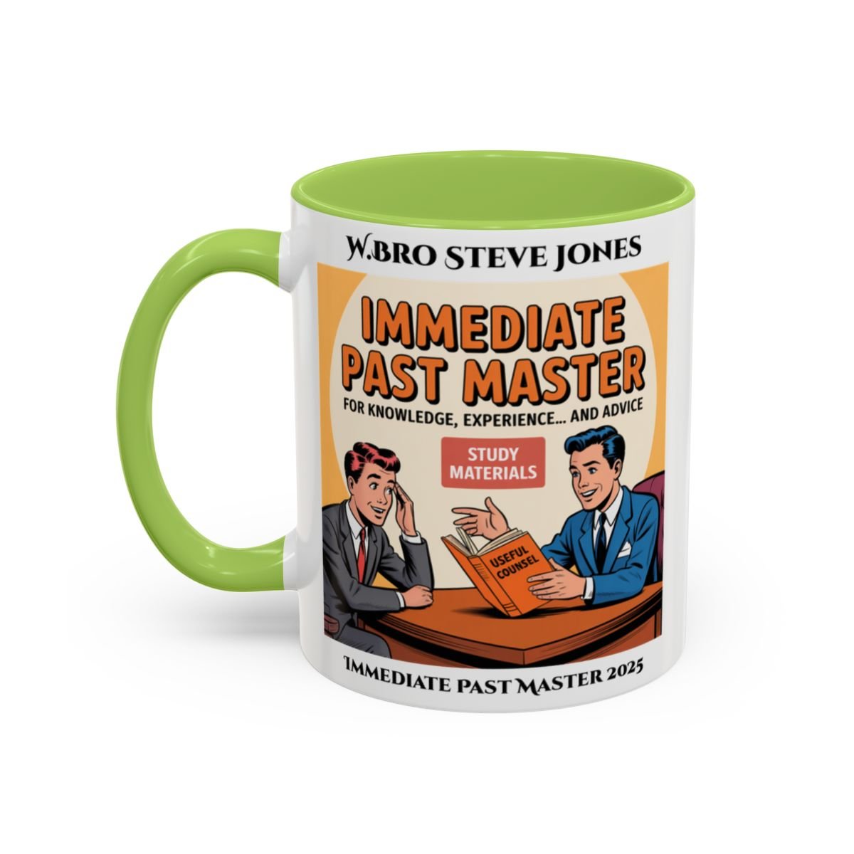 Premium Personalised Freemason Colour Rim Mug - Immediate Past Master Design - For Knowledge Exeperience and Advice - Masonic Mugs