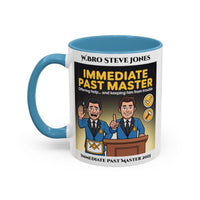 Premium Personalised Freemason Colour Rim Mug - Immediate Past Master Design - Offering help and keeping him from trouble - Masonic Mugs