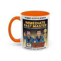 Premium Personalised Freemason Colour Rim Mug - Immediate Past Master Design - Offering help and keeping him from trouble - Masonic Mugs