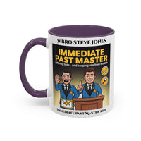 Premium Personalised Freemason Colour Rim Mug - Immediate Past Master Design - Offering help and keeping him from trouble - Masonic Mugs