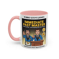 Premium Personalised Freemason Colour Rim Mug - Immediate Past Master Design - Offering help and keeping him from trouble - Masonic Mugs