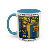 Premium Personalised Freemason Colour Rim Mug - Inner Guard Design - Always Armed Rarely Alarmed - Masonic Mugs