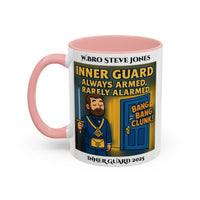 Premium Personalised Freemason Colour Rim Mug - Inner Guard Design - Always Armed Rarely Alarmed - Masonic Mugs