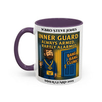 Premium Personalised Freemason Colour Rim Mug - Inner Guard Design - Always Armed Rarely Alarmed - Masonic Mugs