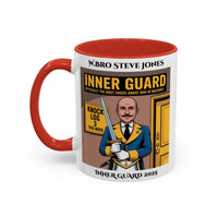 Premium Personalised Freemason Colour Rim Mug - Inner Guard Design - The most knock aware man in Masonry - Masonic Mugs