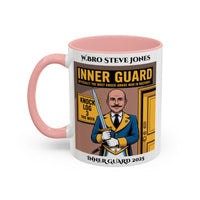 Premium Personalised Freemason Colour Rim Mug - Inner Guard Design - The most knock aware man in Masonry - Masonic Mugs