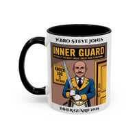Premium Personalised Freemason Colour Rim Mug - Inner Guard Design - The most knock aware man in Masonry - Masonic Mugs