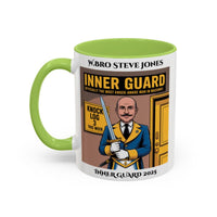 Premium Personalised Freemason Colour Rim Mug - Inner Guard Design - The most knock aware man in Masonry - Masonic Mugs