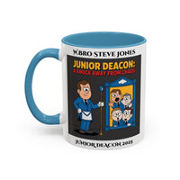 Premium Personalised Freemason Colour Rim Mug - Junior Deacon Design - A knock away from Chaos - Masonic Mugs
