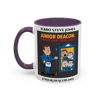 Premium Personalised Freemason Colour Rim Mug - Junior Deacon Design - A knock away from Chaos - Masonic Mugs