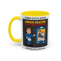 Premium Personalised Freemason Colour Rim Mug - Junior Deacon Design - A knock away from Chaos - Masonic Mugs