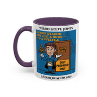 Premium Personalised Freemason Colour Rim Mug - Junior Deacon Design - Not just a door it's a lifestyle - Masonic Mugs