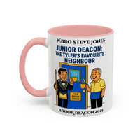 Premium Personalised Freemason Colour Rim Mug - Junior Deacon Design - The Tylers favourite neighbour - Masonic Mugs