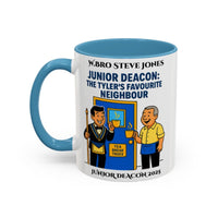 Premium Personalised Freemason Colour Rim Mug - Junior Deacon Design - The Tylers favourite neighbour - Masonic Mugs