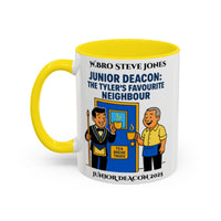 Premium Personalised Freemason Colour Rim Mug - Junior Deacon Design - The Tylers favourite neighbour - Masonic Mugs