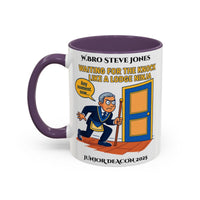 Premium Personalised Freemason Colour Rim Mug - Junior Deacon Design - Waiting for the Knock like a lodge ninja - Masonic Mugs