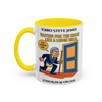 Premium Personalised Freemason Colour Rim Mug - Junior Deacon Design - Waiting for the Knock like a lodge ninja - Masonic Mugs