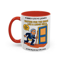 Premium Personalised Freemason Colour Rim Mug - Junior Deacon Design - Waiting for the Knock like a lodge ninja - Masonic Mugs
