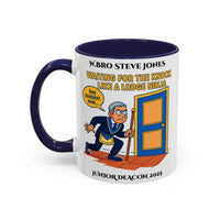 Premium Personalised Freemason Colour Rim Mug - Junior Deacon Design - Waiting for the Knock like a lodge ninja - Masonic Mugs