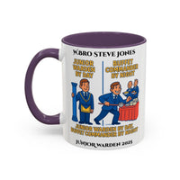 Premium Personalised Freemason Colour Rim Mug - Junior Warden Design - Buffet Comander by Night - Masonic Mugs
