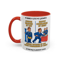 Premium Personalised Freemason Colour Rim Mug - Junior Warden Design - Buffet Comander by Night - Masonic Mugs