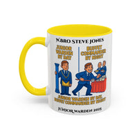 Premium Personalised Freemason Colour Rim Mug - Junior Warden Design - Buffet Comander by Night - Masonic Mugs