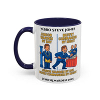Premium Personalised Freemason Colour Rim Mug - Junior Warden Design - Buffet Comander by Night - Masonic Mugs