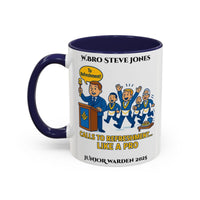 Premium Personalised Freemason Colour Rim Mug - Junior Warden Design - Calls to refreshment like a pro - Masonic Mugs